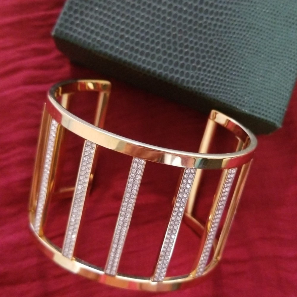 Michael Kors clear pave wide bar open cuff bracele - Picture 3 of 3